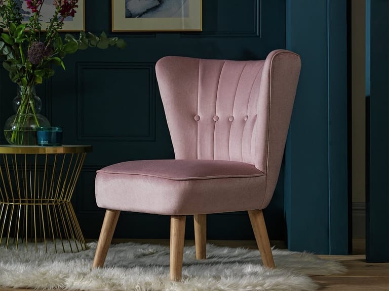 Pink velvet accent chair