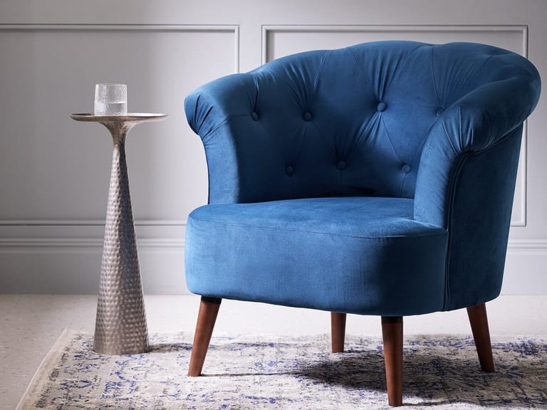 Navy velvet accent chair