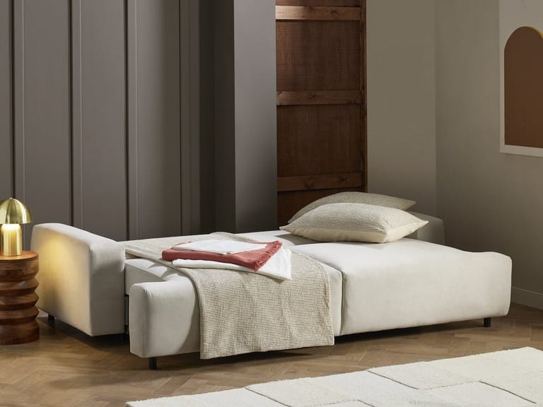 Taupe fabric sofa bed
