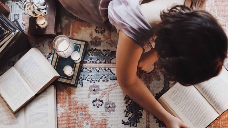 Reading on rug