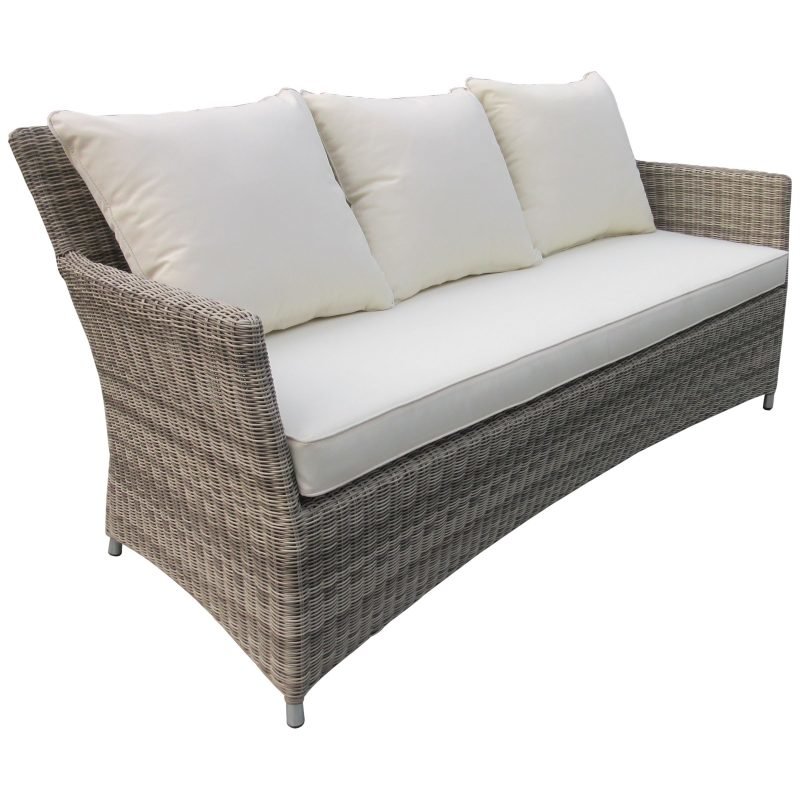 3-seater wicker sofa with cushions