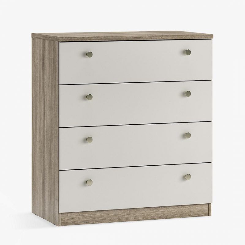 4 drawer chest, ash body and grey drawers