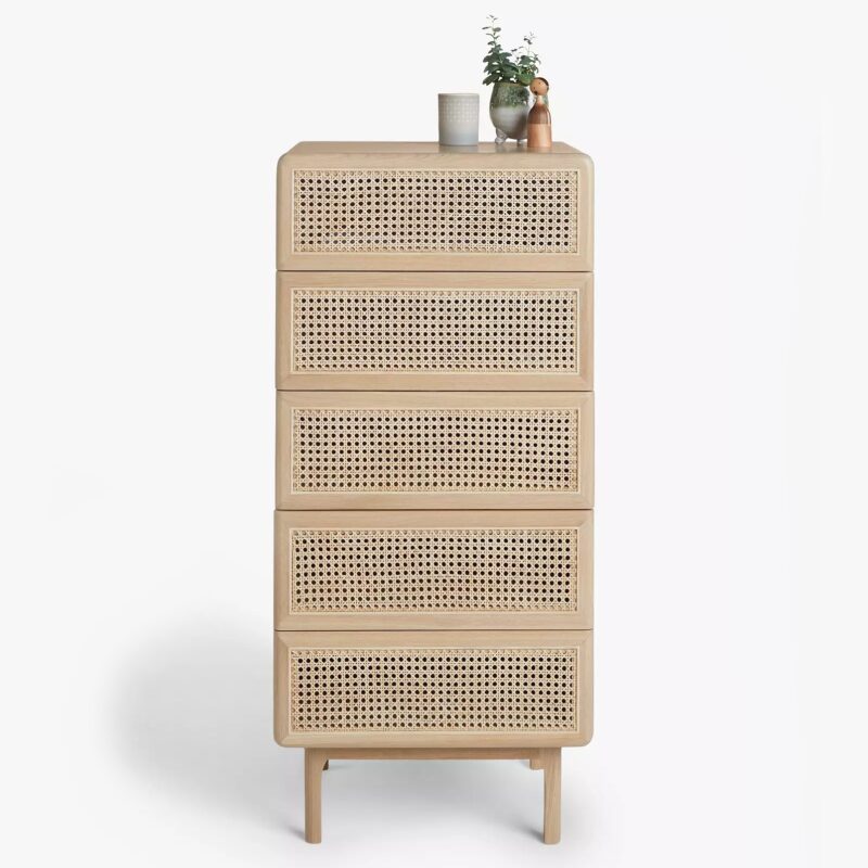 Tallboy chest with rattan drawer fronts