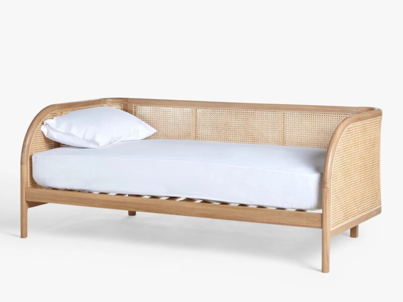 Oak frame day bed with woven rattan surround