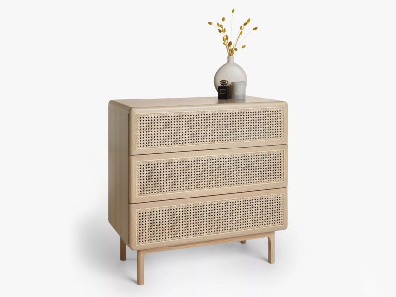 3-drawer chest with rattan fronts