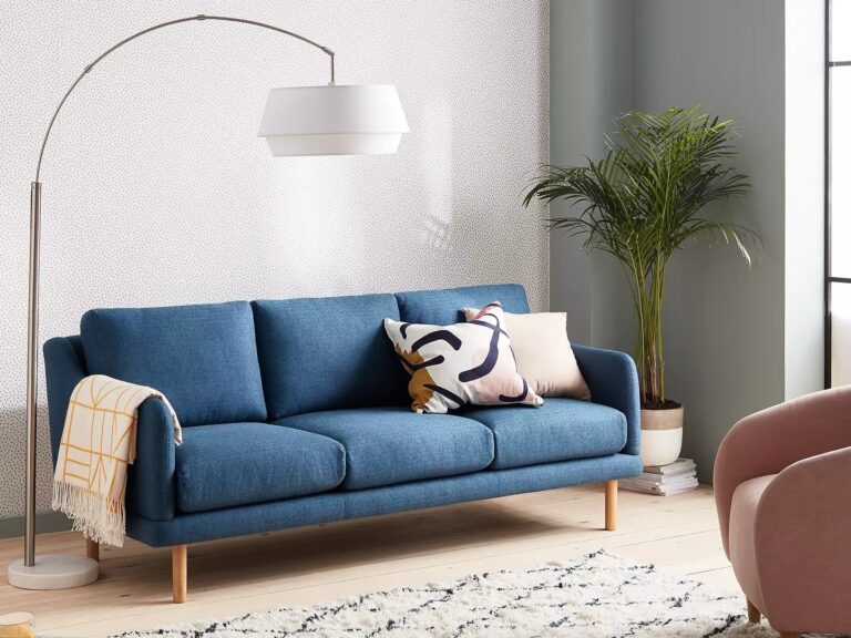 Contemporary blue fabric sofa