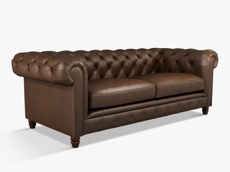 Leather upholstered Chesterfield-style sofa