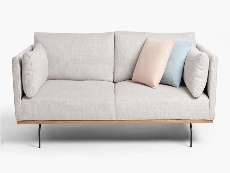2-seater grey fabric platform sofa