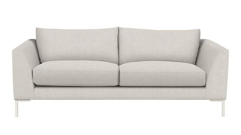 Grey fabric 2-seater sofa with metal legs