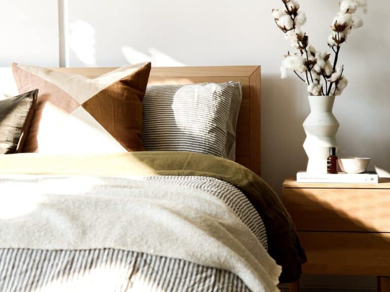 striped bed linen