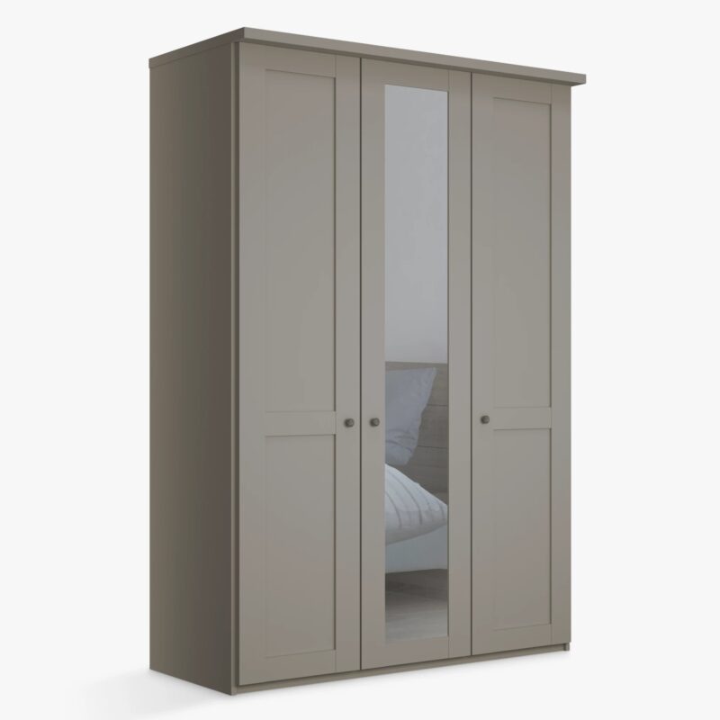 Pebbel grey wardrobe with central mirrored door