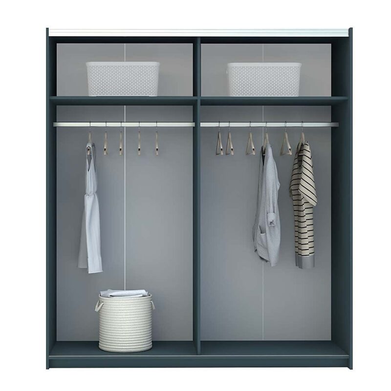 Wardrobe interior with 2 shelves and 2 hanging rails