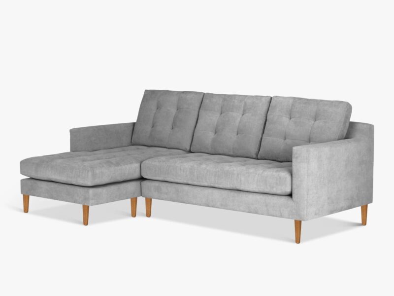 Grey fabric chaise-end sofa