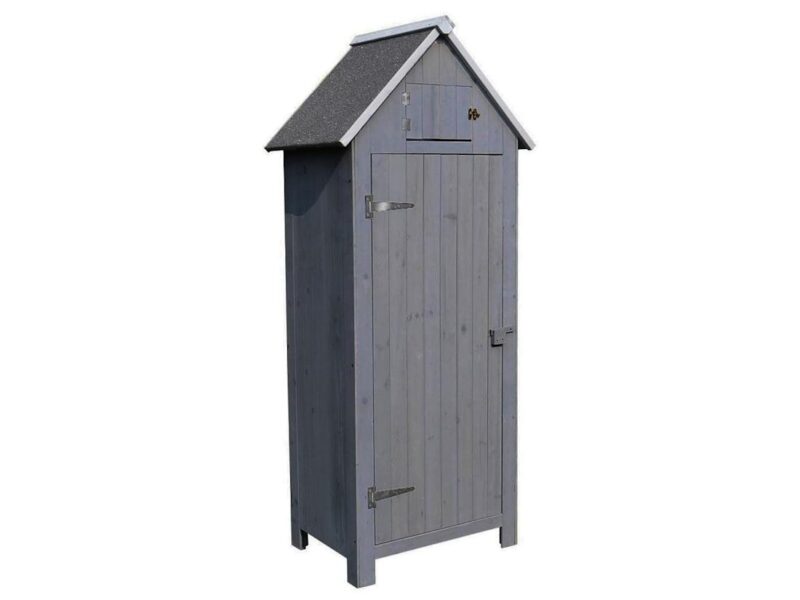 Grey painted single door shed