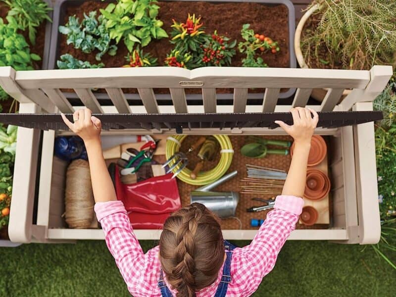 Outdoor storage bench