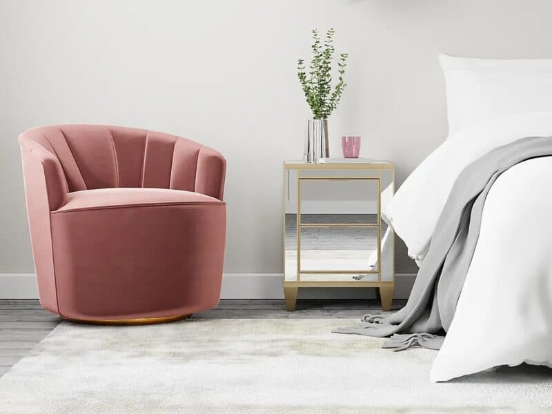 Pink velvet swivel chair