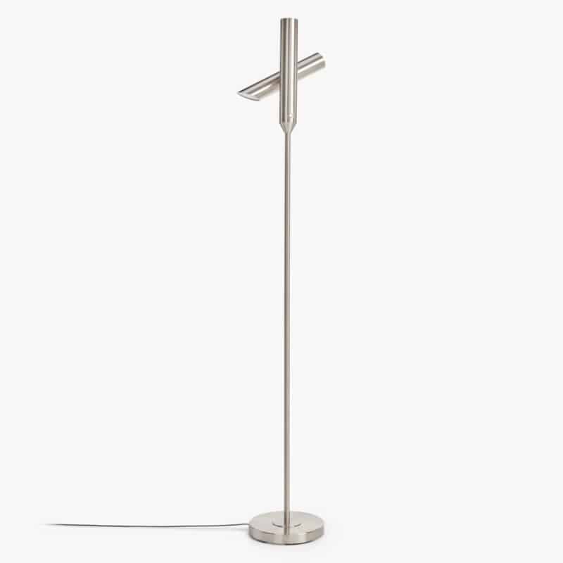 Brushed steel finish floor lamp with swivel uplighter