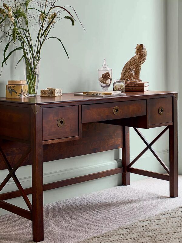 Dark chestnut desk with 3 drawers