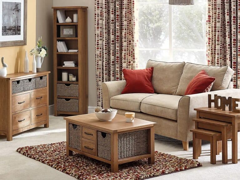 Oak storage furniture with baskets