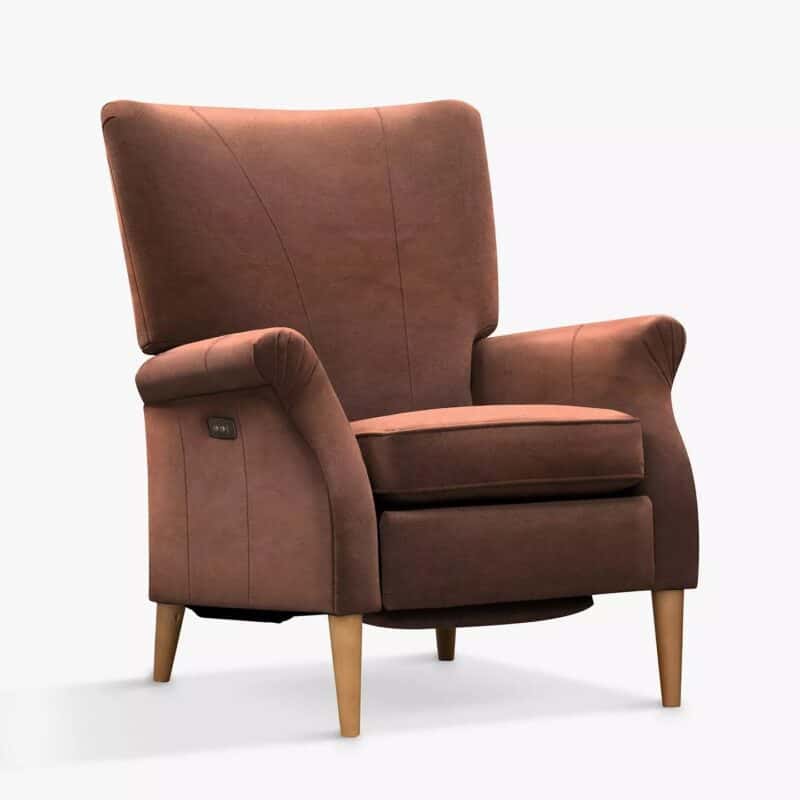 Leather upholstered high-back armchair