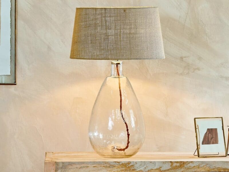 Large, tall clear glass lamp base