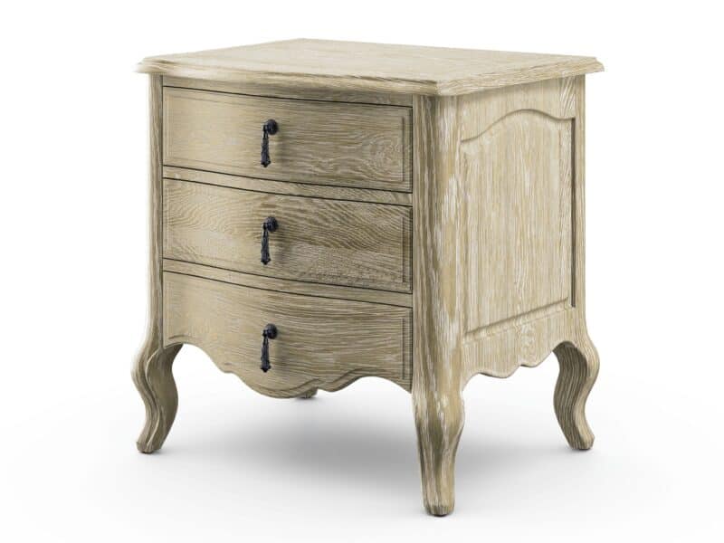 Pale oak 3-drawer bedside chest with cabriole legs