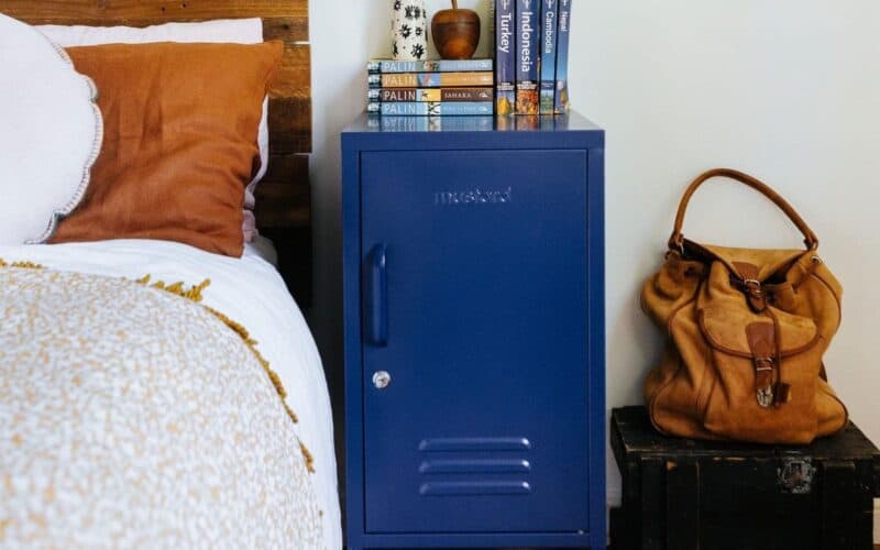 Navy blue metal locker