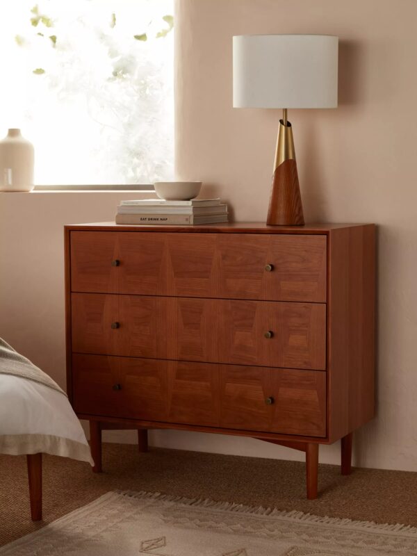 3-drawer chest with oak veneer finish