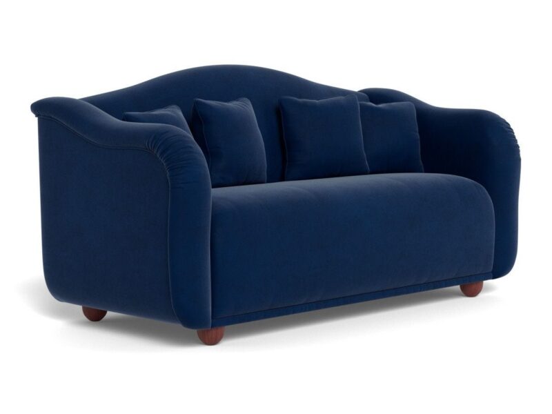 3-seater blue velvet sofa