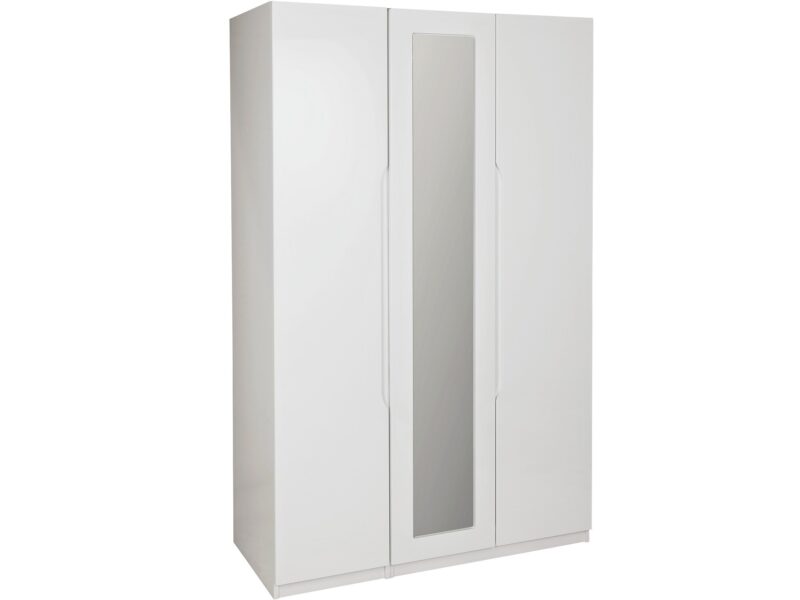 3-door white gloss mirrored wardrobe