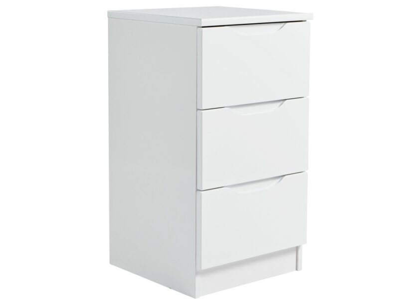 3-drawer white gloss bedside chest