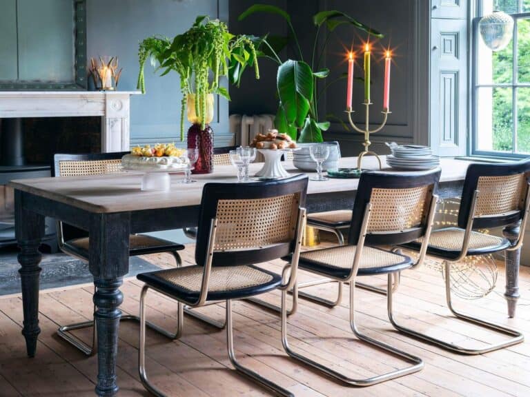 Farmhouse-style dining table