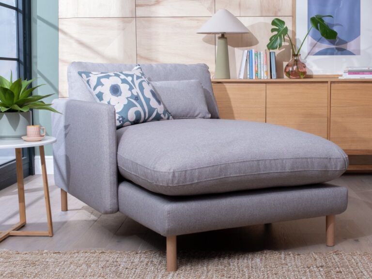 Grey fabric chaise