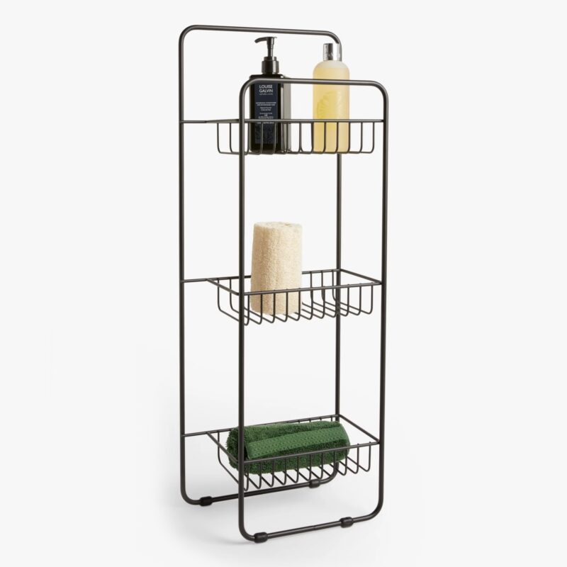 Freestanding black metal 3-tier shelf unit