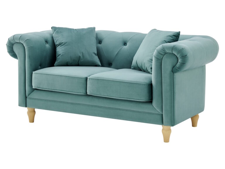 Teal velvet 2-seater Chesterfield sofa