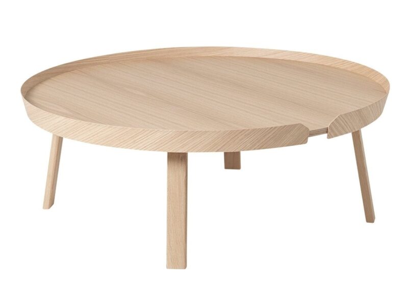 Large round oak coffee table with raised edge