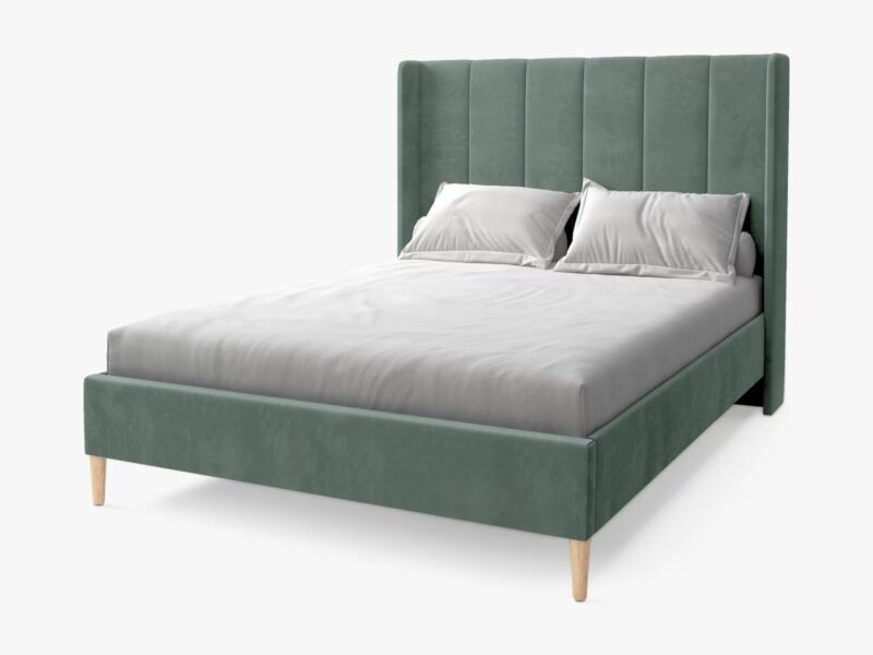 Velvet upholstered bed frame