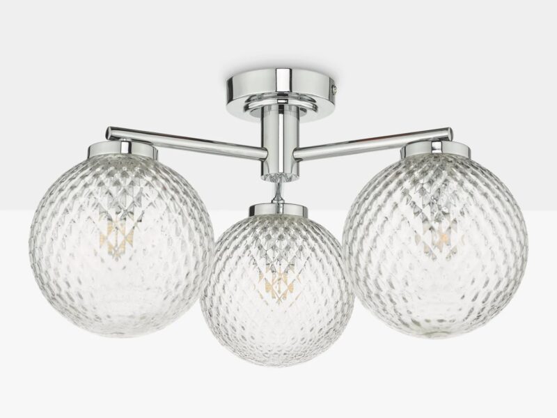 Set of 3 textured glass ceiling lights