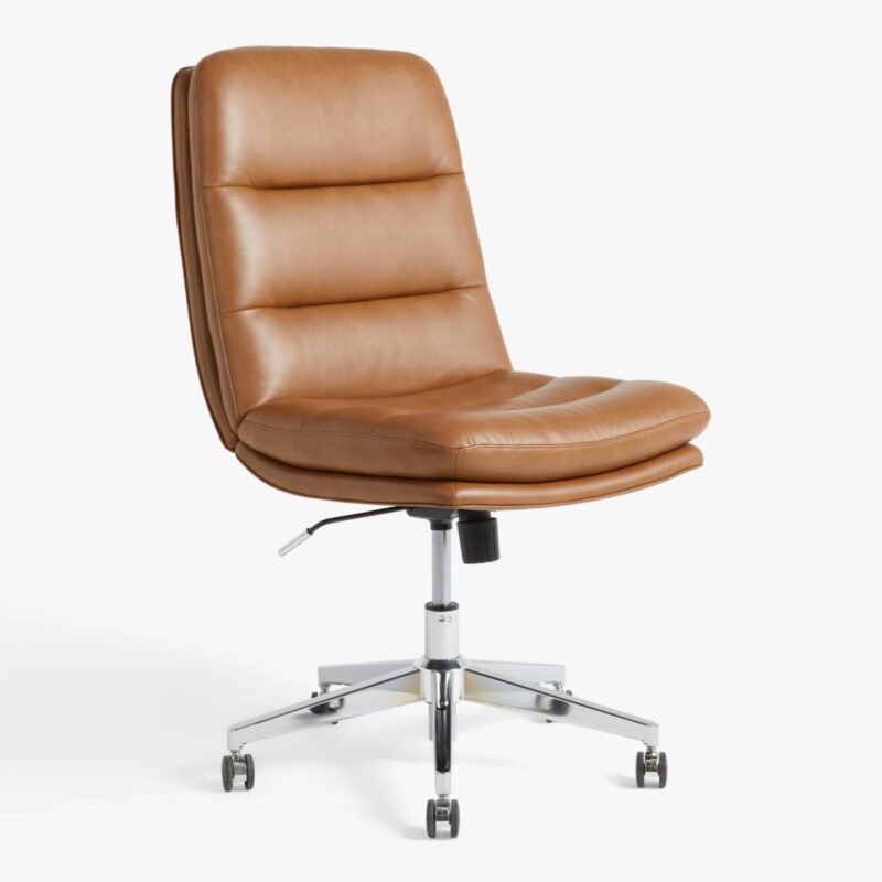 Tan office chair with swivel base