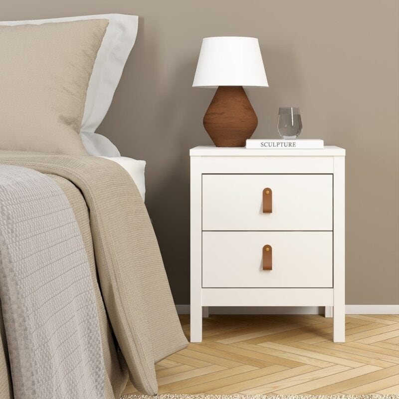 White 2-drawer bedside table