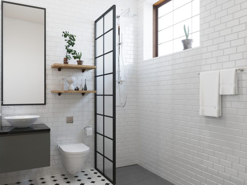 Bathroom with a walk-in shower