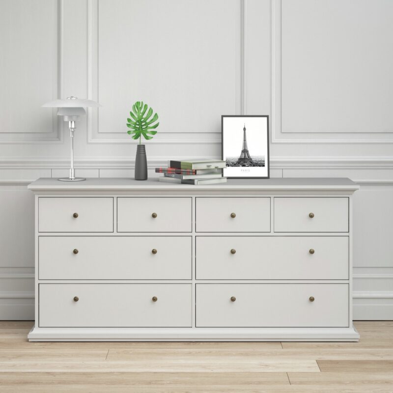 White-painted 8-drawer chest