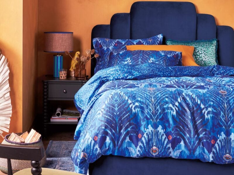 Blue peacock theme bedding