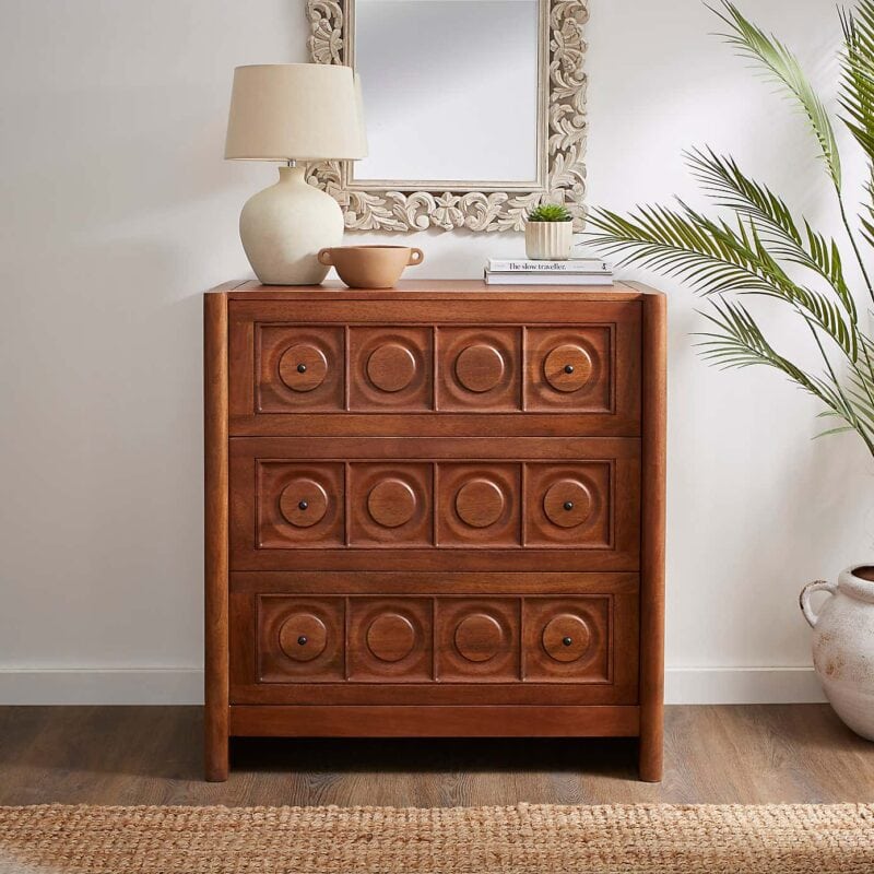 Brown mango 3-drawer chest