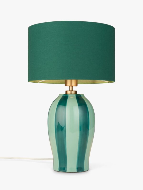 Teal/green striped table lamp