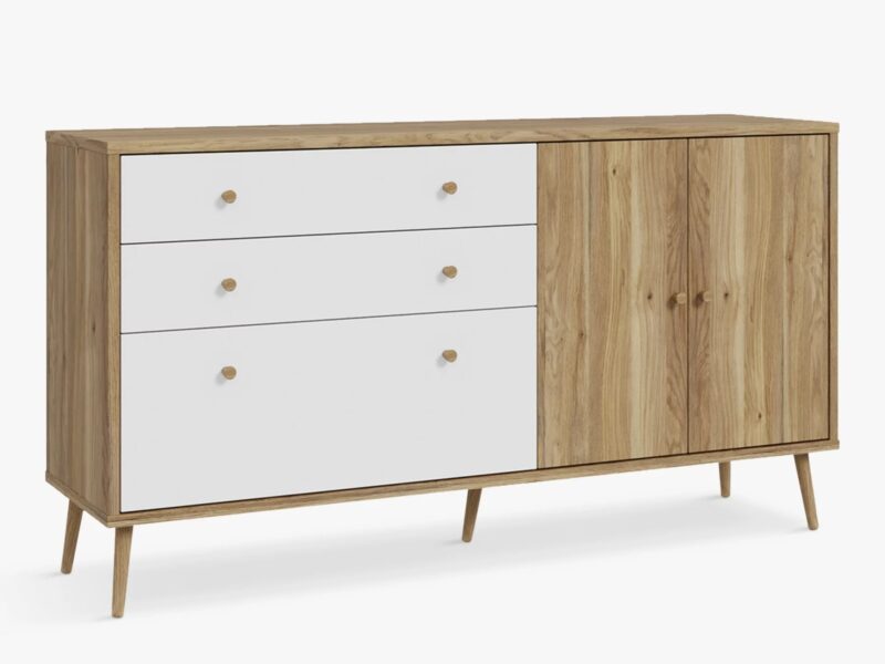 Oak/white 3 drawer, 2 door sideboard