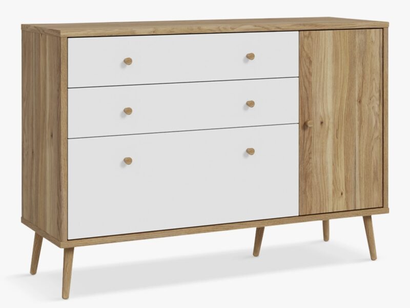 Oak/white 3-drawer sideboard