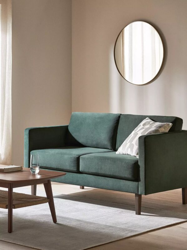 Green velvet 2-seater sofa