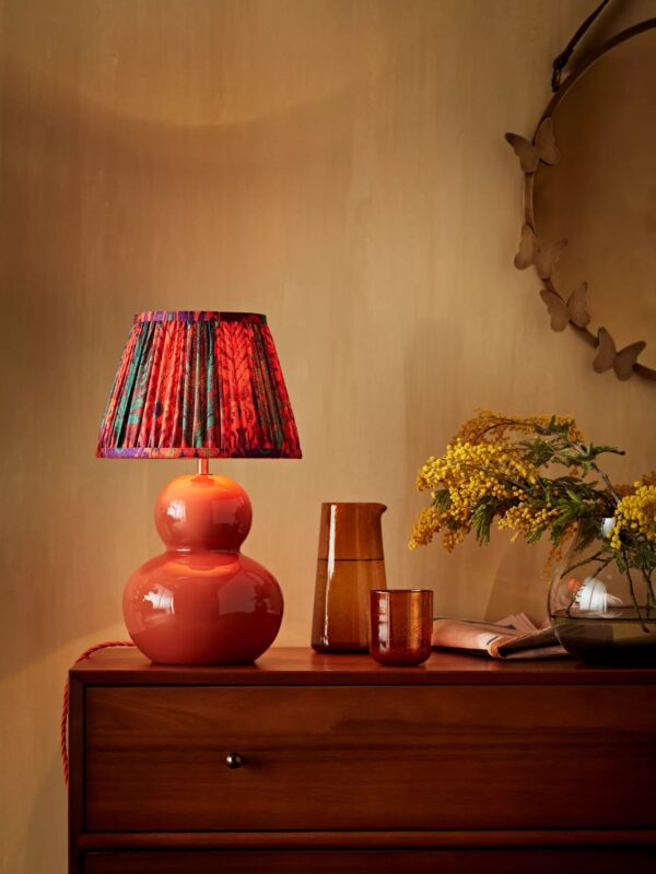 Red ceramic lamp base and multi shade