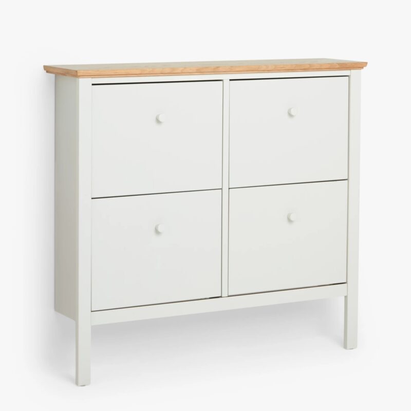 4-drawer pale grey shoe storage unit